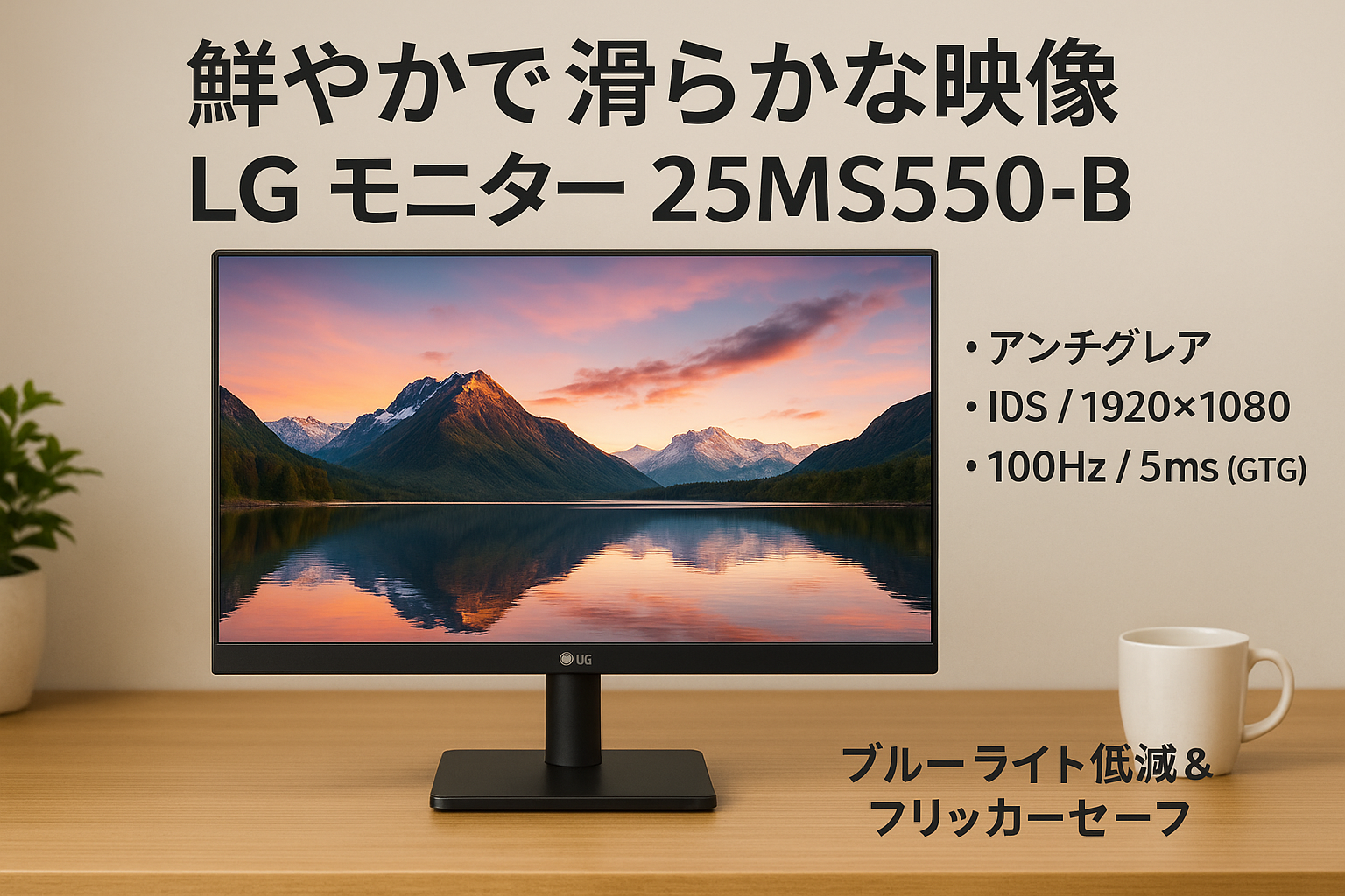 LG モニター 25MS550-B 24.5インチ /アンチグレア/IPS/1920×1080/100Hz/5ms（GTG）/2W＋2Wスピーカー/ブルーライト低減･フリッカーセーフ機能/DAS Mode（自動低遅延モード）/ブラックスタビライザー/HDMI×2/チルト・高さ調整対応