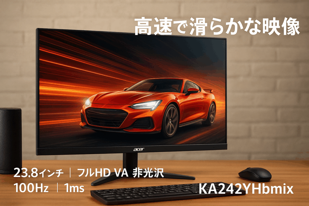 日本エイサー Acer モニター 23.8インチ フルHD VA 非光沢 100Hz 1ms HDMI ミニD-Sub15 VESAマウント対応 スピーカー内蔵 AMD FreeSync KA242YHbmix