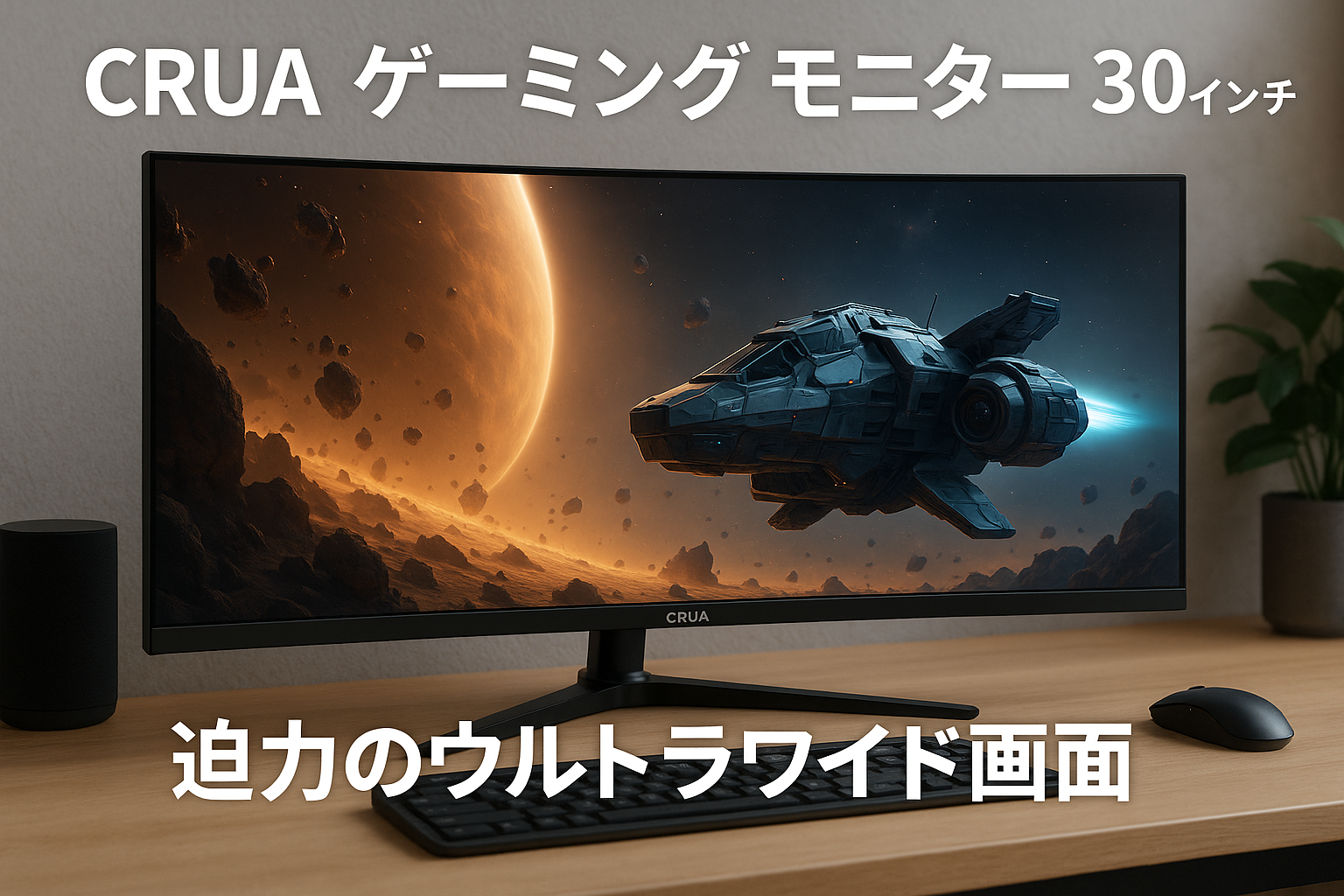CRUA ゲーミング モニター 30インチ 21:9 ウルトラワイド PC モニター 平面 WFHD 2560X1080 200Hz 100%sRGB ディスプレイ/IPS 非光沢/薄型/PIP/PBP/HDMI2.0/DP1.4/ブルーライト軽減/傾斜調整/広い視野角/壁掛けにも対応