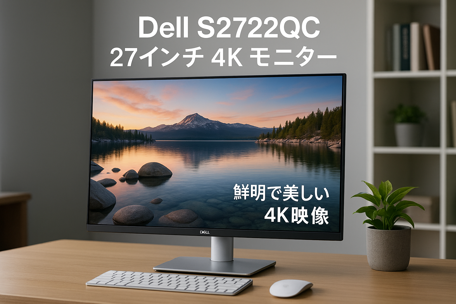Dell S2722QC 27インチ 4K モニター (3年間無輝点交換保証/IPS非光沢/USB Type-C・HDMIx2/sRGB 99%/縦横回転・高さ調整/4ms/AMD FreeSync/スピーカー付)