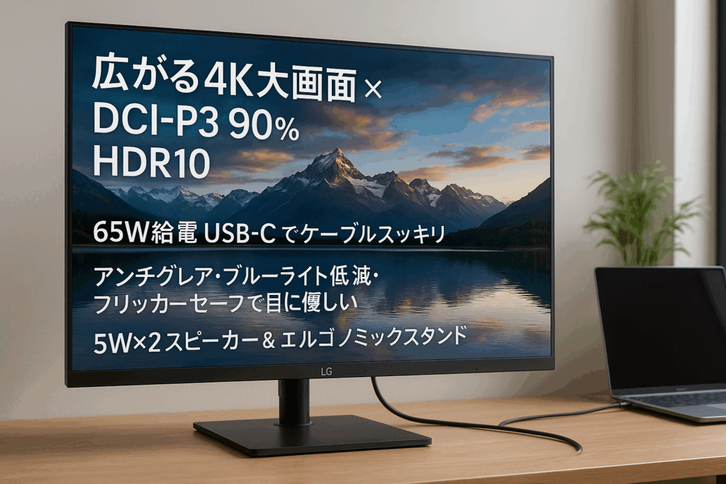 LG モニター ディスプレイ 32BR55U-B 31.5インチ / VA / 4K(3840×2160) / HDR10 / DCI-P3 90% / アンチグレア/ブルーライト低減、フリッカーセーフ機能 / 5W+5Wスピーカー /エルゴノミックスタンド/USB Type-C(USB PD 最大65W)、HDMI×2、DisplayPort / 3年安心・無輝点保証