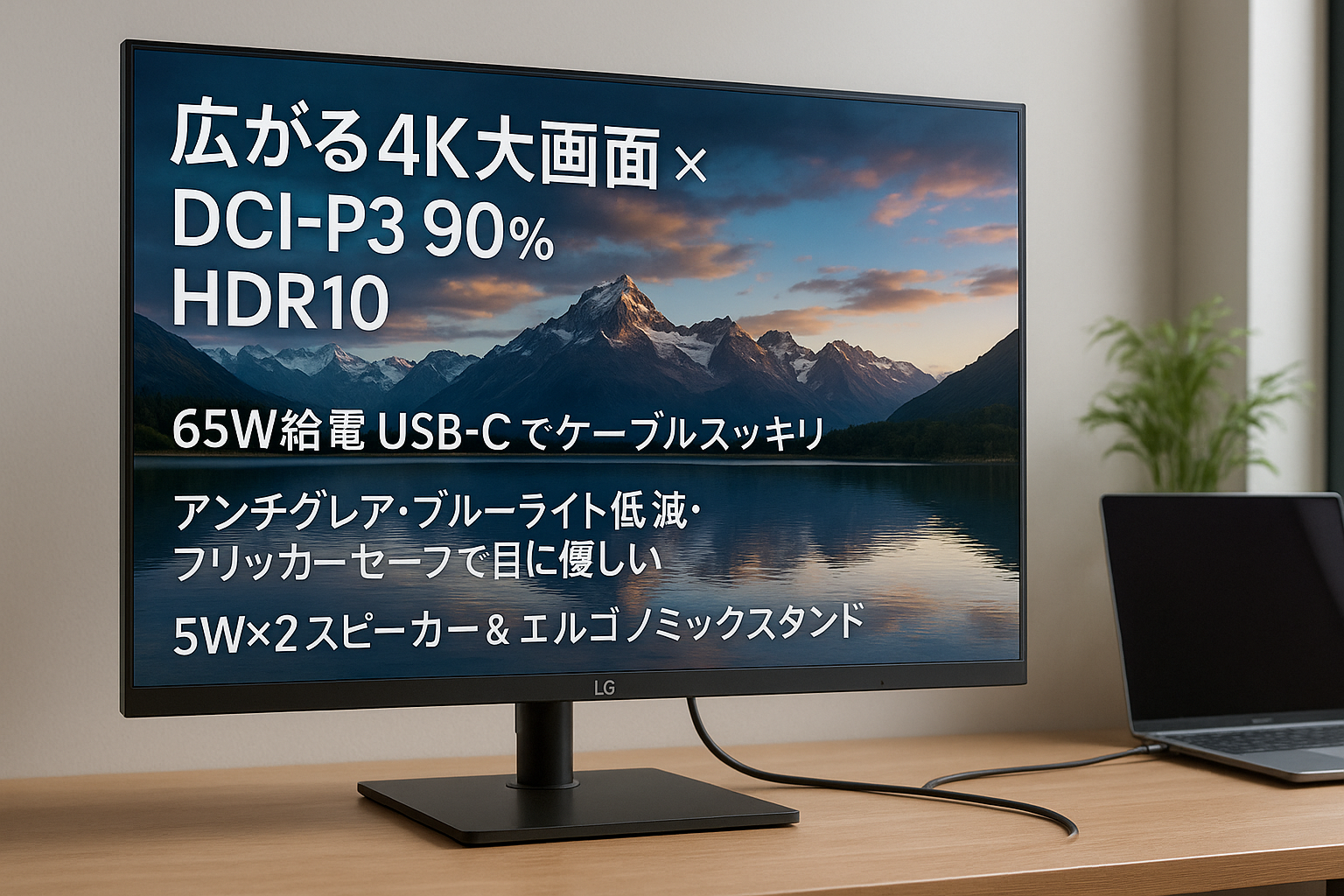 LG モニター ディスプレイ 32BR55U-B 31.5インチ / VA / 4K(3840×2160) / HDR10 / DCI-P3 90% / アンチグレア/ブルーライト低減、フリッカーセーフ機能 / 5W+5Wスピーカー /エルゴノミックスタンド/USB Type-C(USB PD 最大65W)、HDMI×2、DisplayPort / 3年安心・無輝点保証