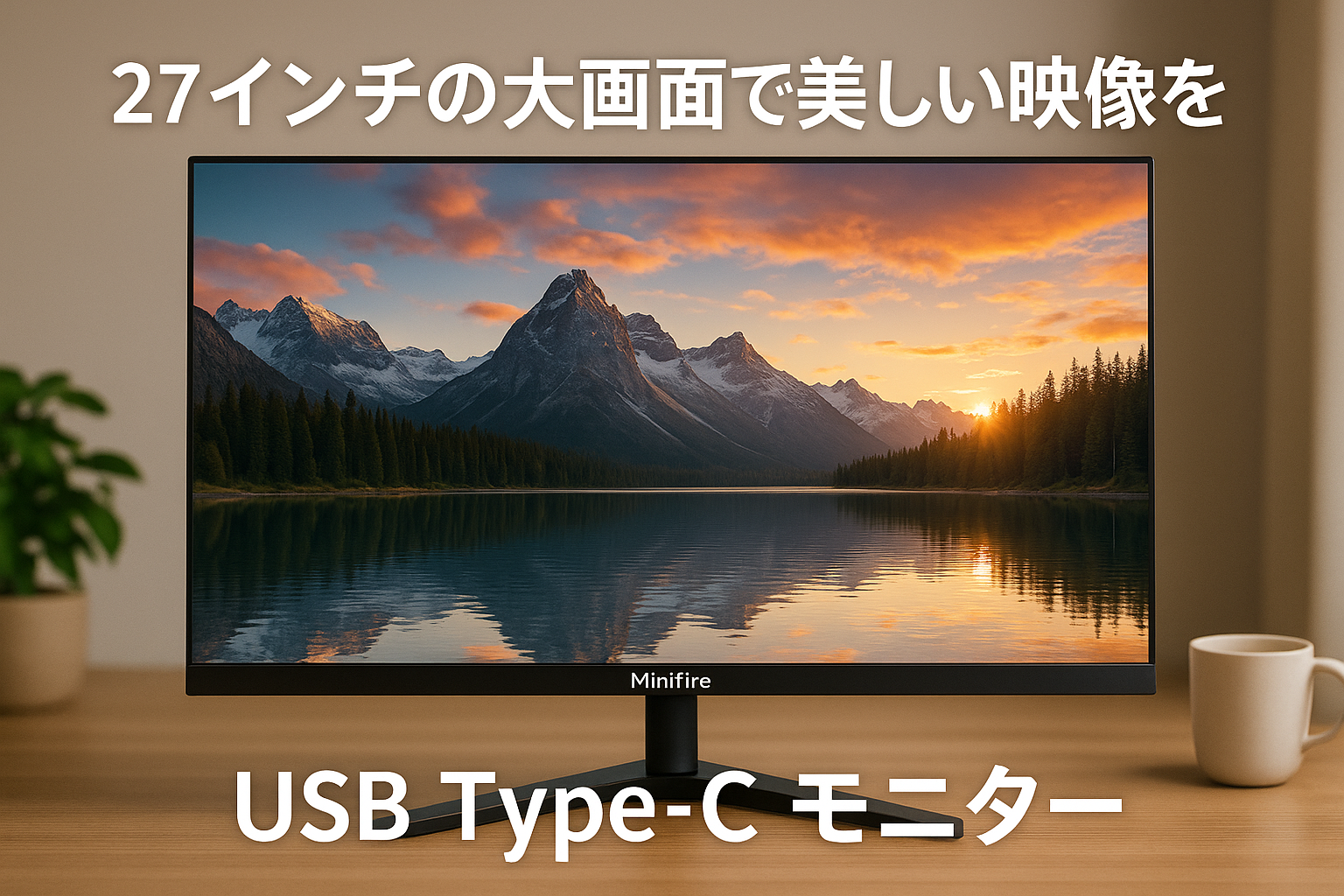 Minifire 27インチ USB-Type Cモニター IPS ディスプレイ フルHD HDR10 100Hz ブルーライト軽減 フリッカーフリー VESA対応 フレームレス USB-C/HDMI ポート スピーカー付 (27X3A）