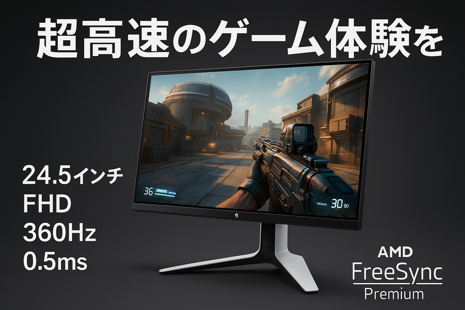 Dell AW2523HF 24.5インチ Alienware ゲーミングモニター(3年間無輝点交換保証/FHD/Fast IPS,非光沢/DP,HDMI/sRGB 99%/縦横回転,高さ調整/0.5ms/360Hz/AMD FreeSync ™Premium)