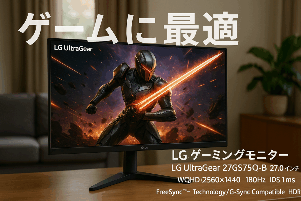 LG ゲーミングモニター LG UltraGear 27GS75Q-B 27.0インチ/PCゲーム、家庭用ゲーム/WQHD(2560×1440) /アンチグレア/180Hz/IPS 1ms(GTG)/FreeSync™ テクノロジー/G-Sync Compatible/HDR10/HDMI、DisplayPort/チルト、高さ調整対応