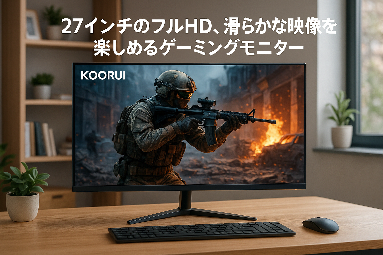 KOORUI 27インチ モニター ゲーミングモニター pcモニター フルhd 液晶ディスプレイ 165Hz 非光沢 スリムベゼル/アイケア・ブルーライト軽減/傾き調整/HDMI 2.0ポート/VESAマウント スピーカー非搭載
