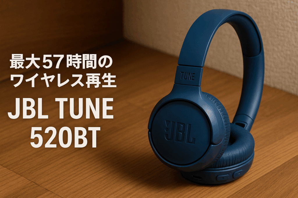 JBL TUNE 520BT Bluetoothヘッドホン 密閉型/最大約57時間連続再生/オンイヤー/USBタイプC充電/マルチポイント/JBLアプリ対応 ブルー JBLT520BTBLU
