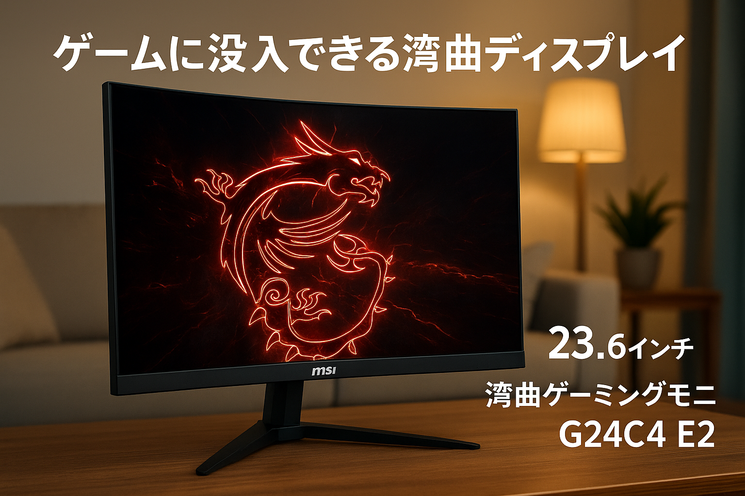 MSI 湾曲ゲーミングモニター G24C4 E2 23.6インチ/フルHD/VAパネル/180Hz/1ms/Adaptive Sync/HDMI/DP/メーカー3年保証