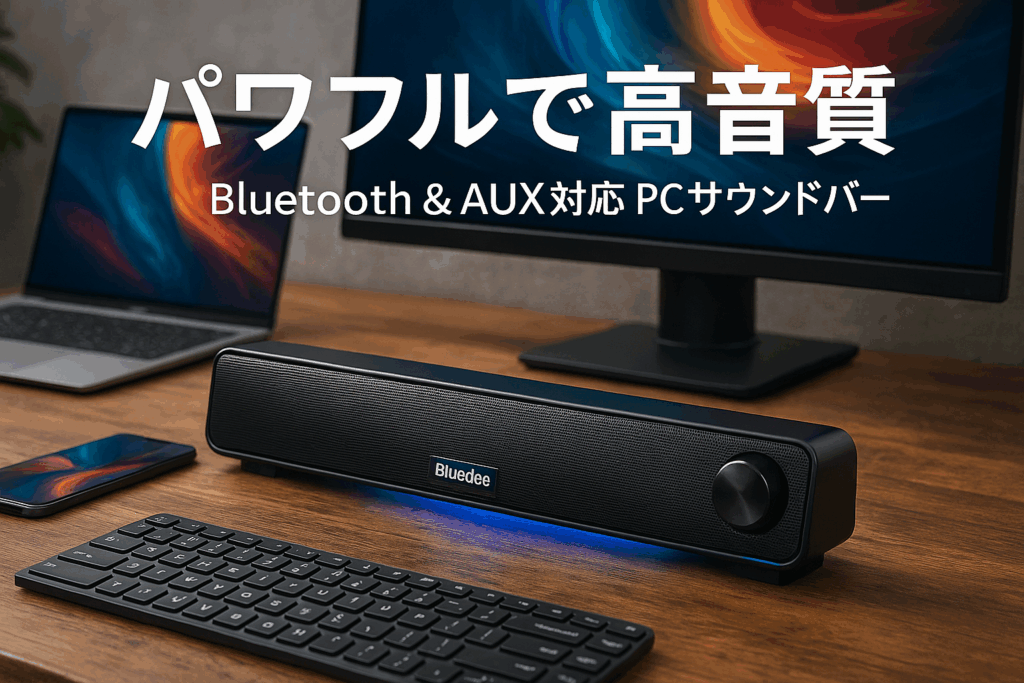 Bluedee PCスピーカー サウンドバー Bluetooth & AUX接続 10W ステレオ 大音量&豊かな低音 ラップトップ、タブレット、スマートフォンに対応、USB給電式のパソコンスピーカー