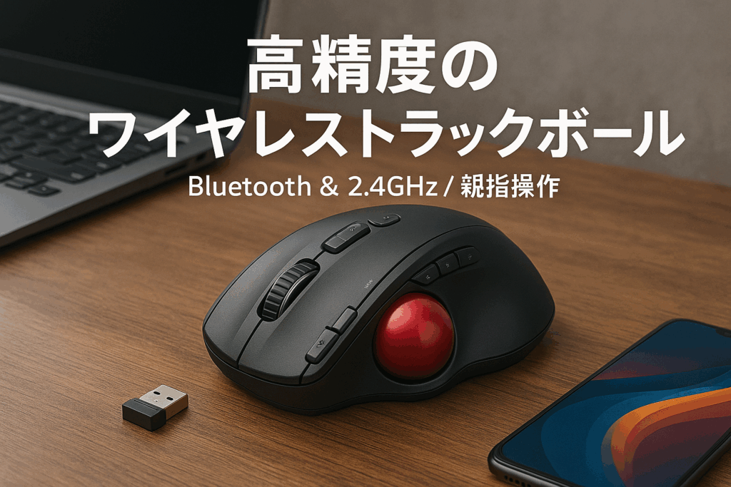 EWiN マウス トラックボール 無線 Bluetooth&2.4GHz両対応 3台同時接続 5段階DPI調節 Type-C充電式 500mAh大容量バッテリー ワイヤレス マウス 高精度 親指操作 7ボタン 進む/戻るボタン Windows/Mac/iOS/Androidなど対応