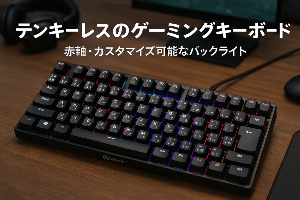 iClever ゲーミングキーボード テンキーレス 赤軸 メカニカル キーボード 日本語配列 有線 91キー 80%サイズ カスタマイズ 24種類 バックライト ゲーム/オフィス用 パソコンキーボード Windows対応 G06 (ブラック)