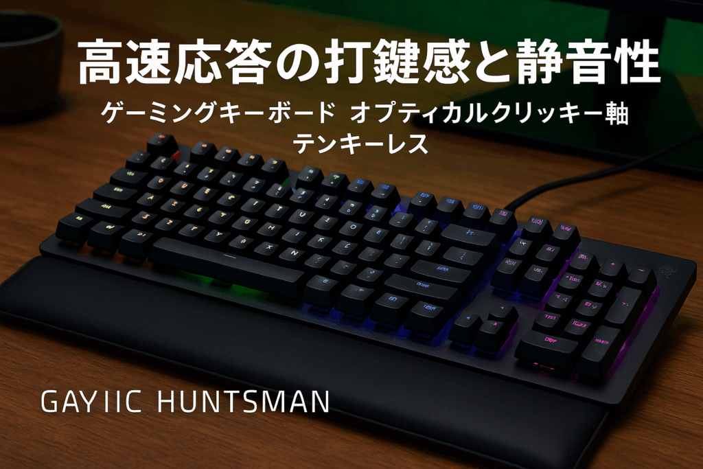 Razer Huntsman V2 Tenkeyless Clicky Optical Switch ゲーミングキーボード 英語 US配列 オプティカルスイッチ クリッキー触感 静音 テンキーレス ダブルショット PBT キーキャップ リストレスト Chroma RGB 【日本正規代理店保証品】 RZ03-03940300-R3M1 Black