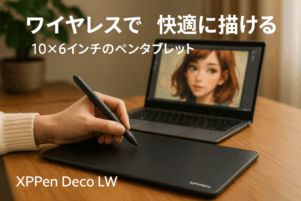 XPPen ペンタブ Deco LW ワイヤレス Bluetooth対応 板タブ ペンタブレット 10x6インチ X3チップ搭載ペン 傾き検知 選べる4色 デザイン テレワーク お絵かきソフト付 iPhoneのibisPaintに対応 Android/Windows/Mac/Chromebookに対応(ブラック)