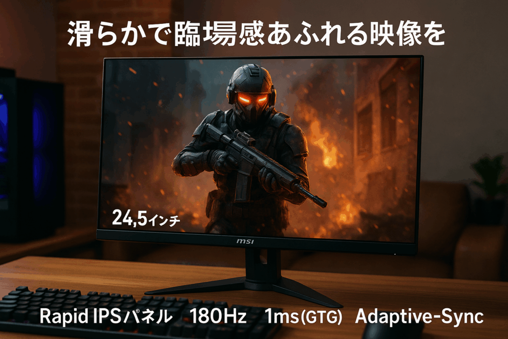 MSI ゲーミングモニター G255F 24.5インチ/フルHD/Rapid IPSパネル/180Hz/1ms(GTG)/Adaptive-Sync/HDMI/DP/メーカー3年保証