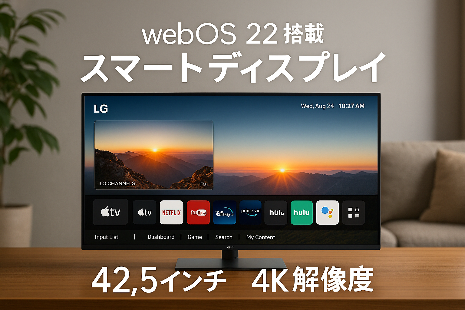 43SQ700S-W/LG スマートディスプレイ/SMART Display / 42.5インチ 4K(3840×2160)/ webOS22搭載 / IPS/AirPlay 2 / USB Type-C､eARC対応HDMI/チルト調整対応