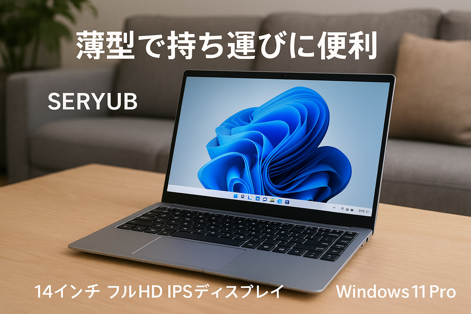 SERYUB ノートパソコン【MS Office 2019】【Win 11Pro】14インチ1920*1080 IPS パソコンノート 高速CPU Celeron J4125 最大2.7Ghz/メモリ:DDR４ 8GB/SSD:128GB ノートPC日本語キーボードフィルム付き/Webカメラ/USB 3.0*2/mini-HDMI/薄型軽量 ラップトップ laptop初心者向け 仕事用・学習用