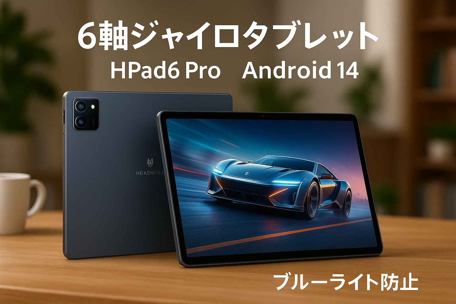 6軸 ジャイロタブレット 12インチ、Headwolf HPad6 Pro Android 14 タブレット G99、24GB+256GB、2Kディスプレイ Widevine L1対応+ブルーライト防止、8800mAh PD20W急速充電（アダプター付き）、4G通話対応タブレット SIMフリー、顔認識+2.4/5G WiFi ゲーミングタブレット