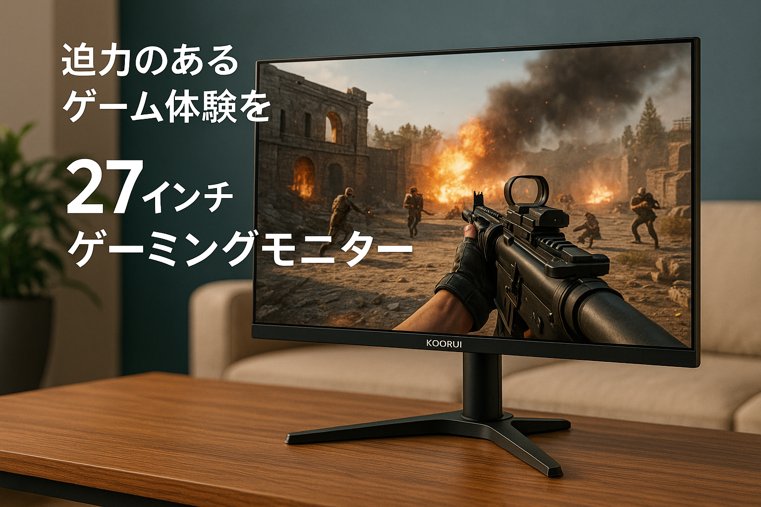 KOORUI 27インチ ゲーミングモニター 27E1QA QHD 2560×1440/VA非光沢/144Hz/1ms/Adaptive Sync対応/傾き調節 ゲーム モニター HDMI X2,DisplayPort ゲーミング ディスプレイ