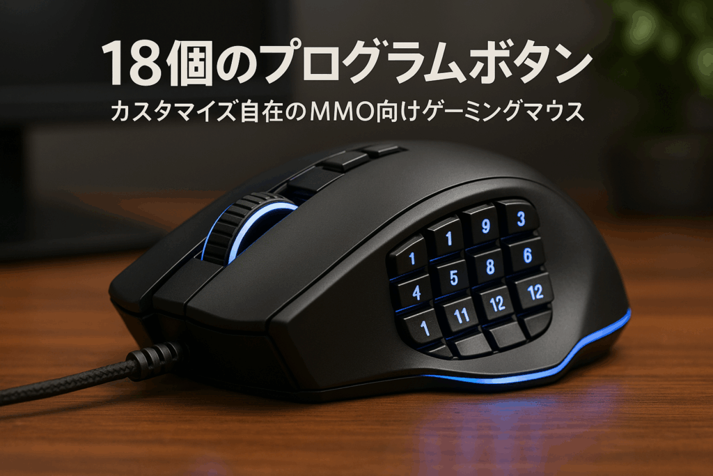 RED SAMURAI ゲーミングマウス 有線 マウス 16400dpi 1000Hz 18個 プログラムボタン サイドボタン ウエイト調整 安定のグリップ バックライト カスタマイズ プログラム MMO/FPS/MOBA ゲームマウス (ブラック)