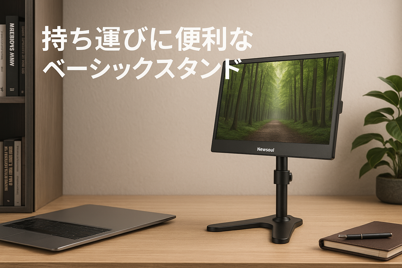 Newsoul モニターアーム VESA モバイルモニタースタンド 卓上 持ち運び モバイルディスプレイアームスタンド 自立式 2段 ベーシックスタンド シングル 置き型 41.8CM高さ調整 10~18.5インチ対応 耐荷重1.3KG VESA間隔75MM ネジ穴深さ3MM