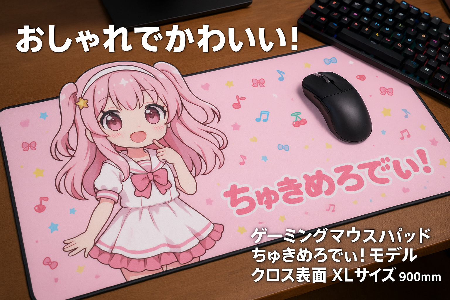 NEXTコントローラー ゲーミングマウスパッド マウスパッド ちゅきめろでぃ!モデル クロス表面 XLサイズ 900×400×5mm