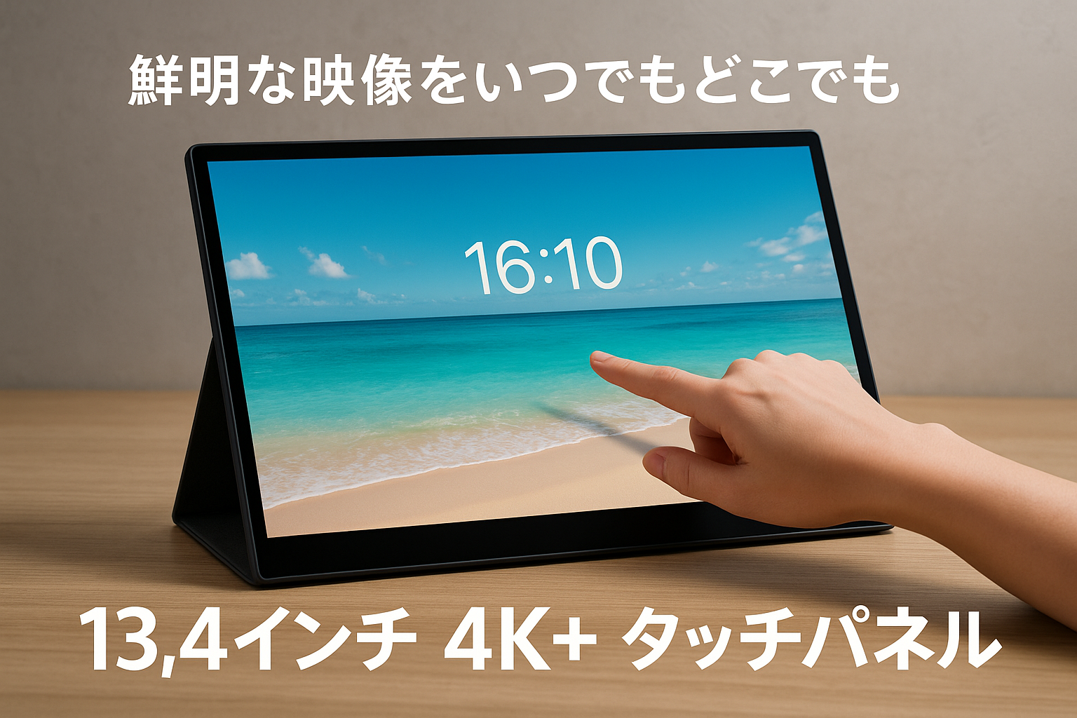 Intehill モバイルモニター 4K+ 13.4 インチ タッチパネル IGZO ノングレア 護眼 超高精細338PPI（3840x2400）16:10黄金比 500ニット 超軽量 モバイルモニター アルミ 筐体 1500:1 sRGB100% HDR対応 VESA対応 デュアルUSB-C/HDMI対応 保護カバー付き (U13ZT)