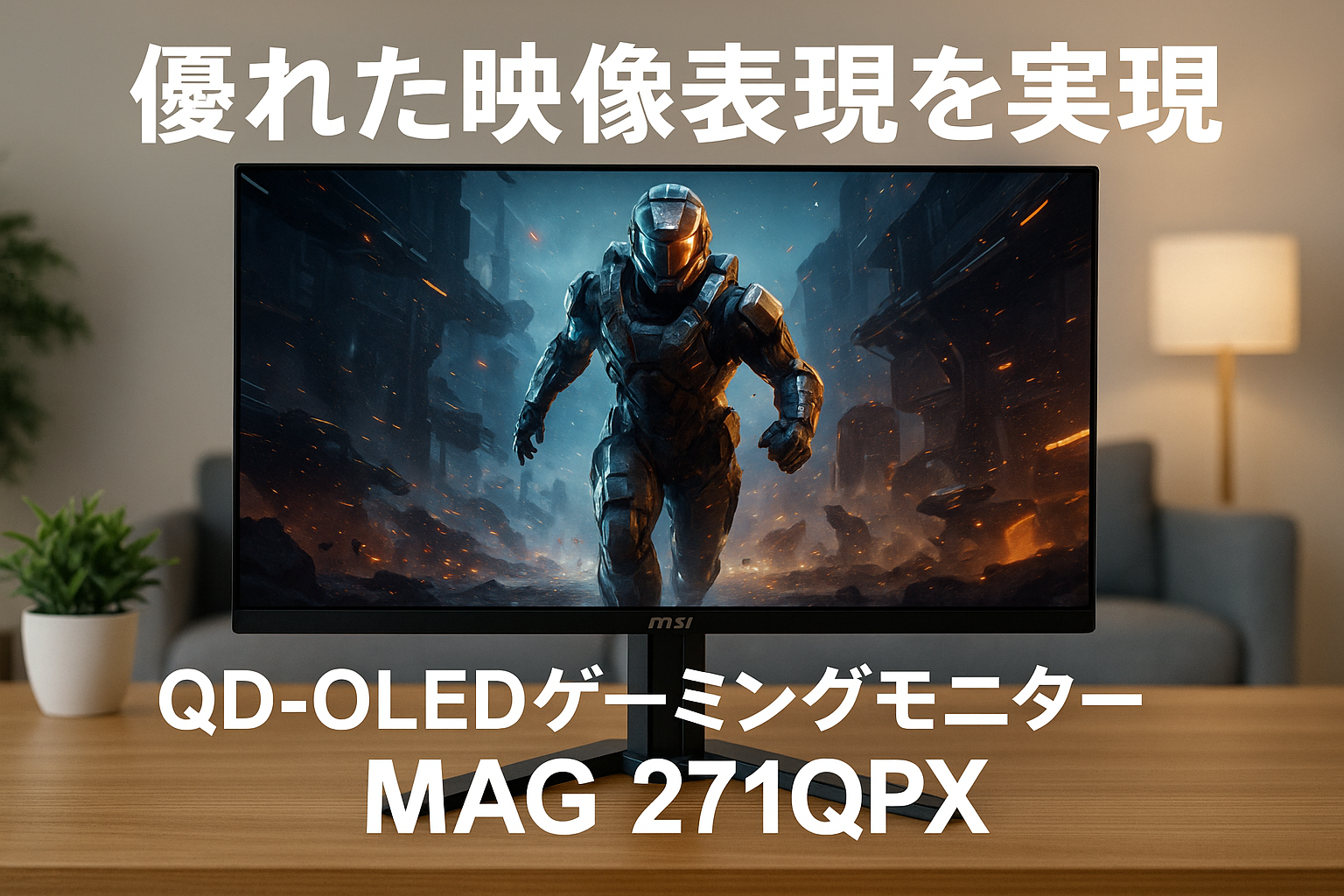 MSI QD-有機EL ゲーミングモニター MAG 271QPX QD-OLED 26.5インチ/WQHD/QD-OLEDパネル/360Hz/0.03ms(GTG)/ハードウェアブルーライトカット/DisplayHDR True Black 400/AIビジョン搭載/HDMI2.1/DP/USB Type-C/縦横回転・高さ調整/メーカー3年保証