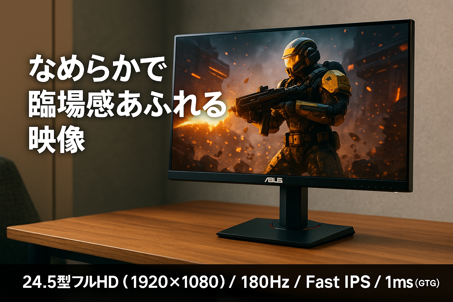 TUF Gaming VG259Q3Aゲーミングモニター – 24.5型フルHD (1920 x 1080)/180Hz/Fast IPS/ELMB/ 1ms (GTG)/FreeSync™/可変オーバードライブ/sRGB 99%/3年保証 / 国内正規品
