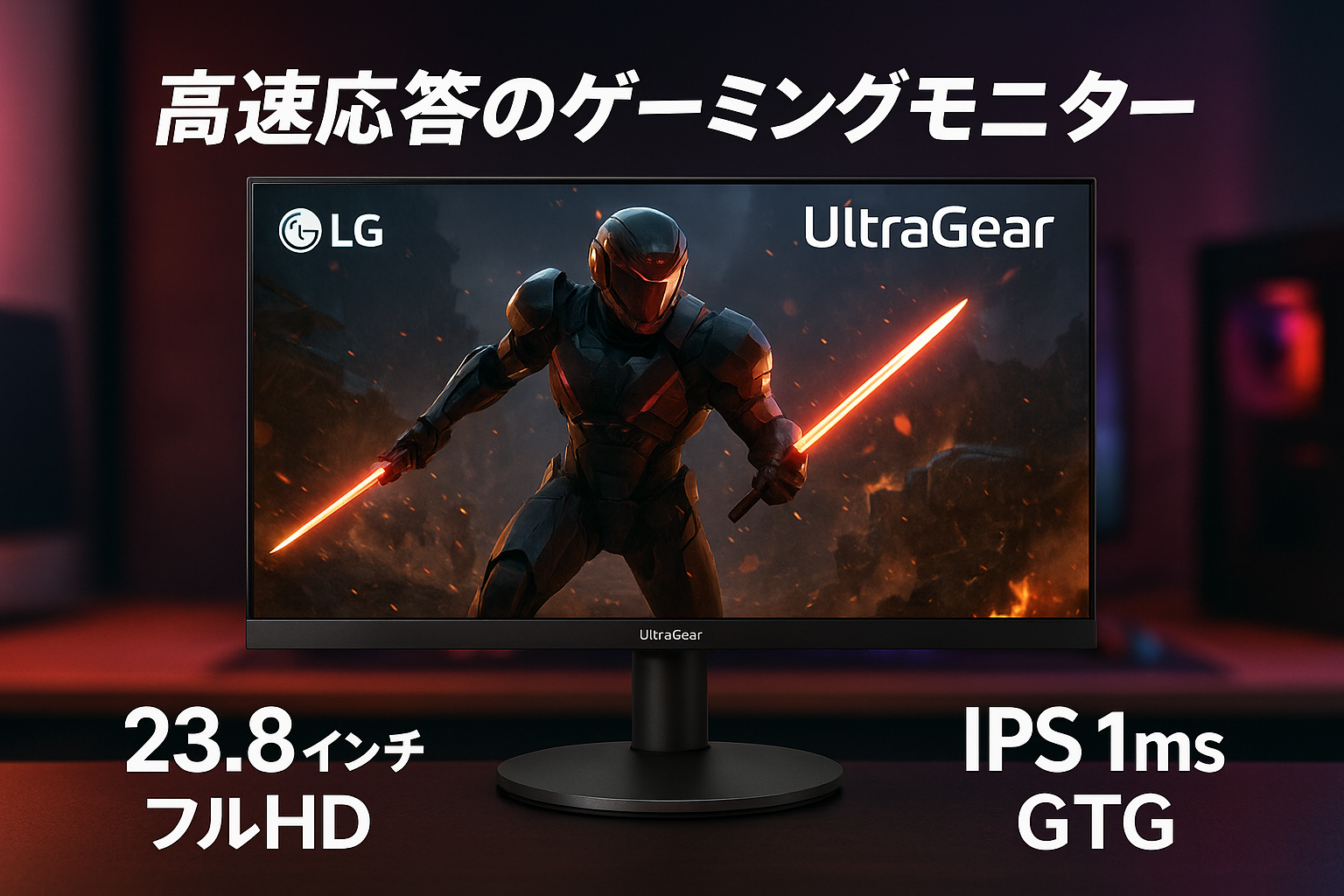 LG ゲーミングモニター UltraGear 24GS60F-B 23.8インチ/PCゲーム、家庭用ゲーム/フルHD(1920×1080) /アンチグレア/180Hz/IPS 1ms（GTG）/FreeSync™ テクノロジー/G-Sync Compatible/HDR10/DisplayPort/HDMI/チルト調整対応