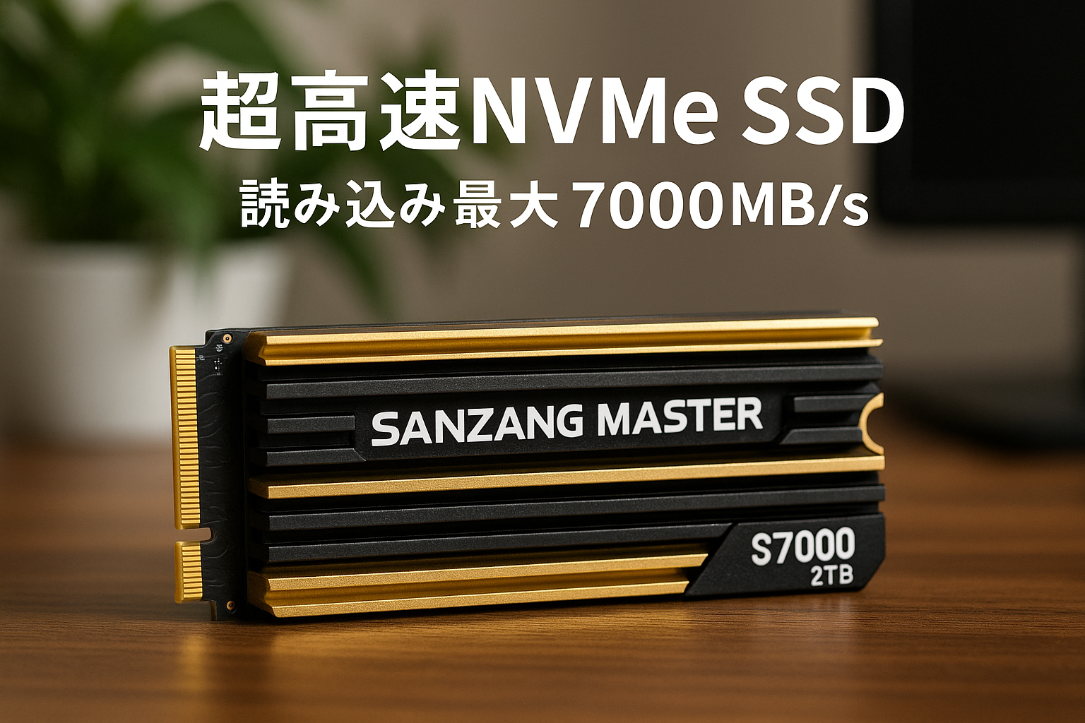 SANZANG MASTER S7000 SSD 2TB NVMe M.2 PCIe Gen 4x4、M.2 2280 3D NAND NVMe内蔵SSD 最大読み取り速度7000MB/s 書き込み速度 6500MB/s PCパソコン、ノートパソコンのアップグレードストレージ (ヒートシンク付き) (ゴールドとブラック, 2, TB)