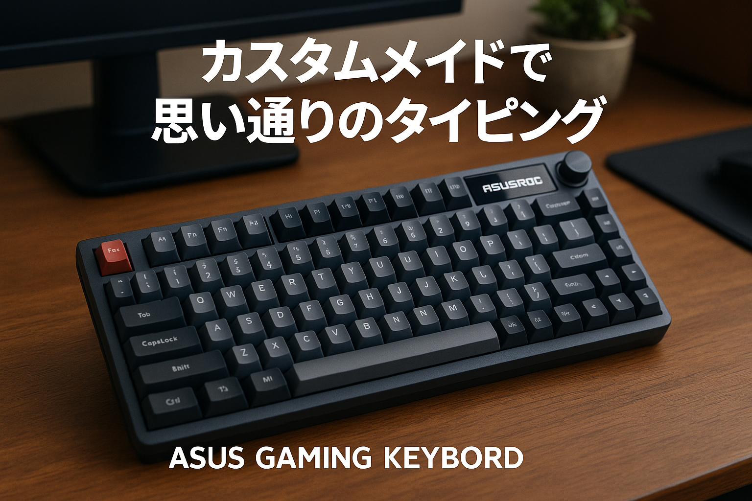 ASUS ゲーミングキーボード カスタムキーボード ROG Azoth RED(75% / ガスケットマウント / 3層静音ダンパー / ROG NXメカニカルスイッチ/ROGキーボードスタビライザー/PBTダブルショットキーキャップ/ルブキット付属/トライモード接続/有機ELディスプレイ/2年保証) 国内正規品
