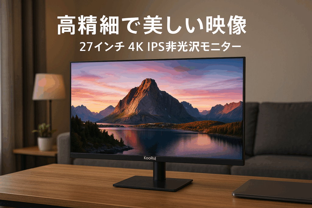 KOORUI モニター 27インチ4K ディスプレイ IPS非光沢 4k pcモニターHDR10/60Hz/アアイケア・ブルーライト軽減/スリムベゼルス/HDMI 2.0 X2/DisplayPort 1.4 X1/VESA対応/ピーカー非搭載 N07
