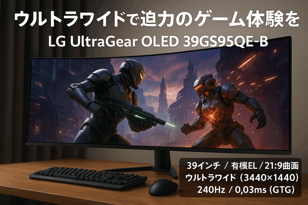 LG ゲーミング モニター UltraGear OLED 39GS95QE-B 39インチ/有機EL/21:9 曲面 ウルトラワイド(3440×1440)/240Hz/0.03ms(GTG)/VESA ClearMR 13000/DisplayHDR TRUE BLACK 400/DCI-P3 98.5%/PIP、PBP(2PBP)