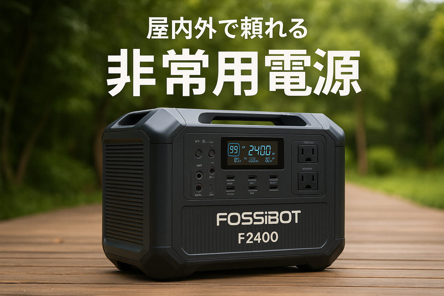 FOSSiBOT F2400 ポータブル電源 大容量 長寿命15年 リン酸鉄 ポータブルバッテリー APP遠隔操作 1.5時間満充電 640000mAh/2048Wh UPS機能 AC2400W 瞬間最大4800W/DC/USB/XT60出力16台同時充電 パススルー 家庭アウトドア両用 蓄電池 節電停電対策 車中泊 静音設計 非常用電源 防災推奨 AC100V 50Hz/60Hz
