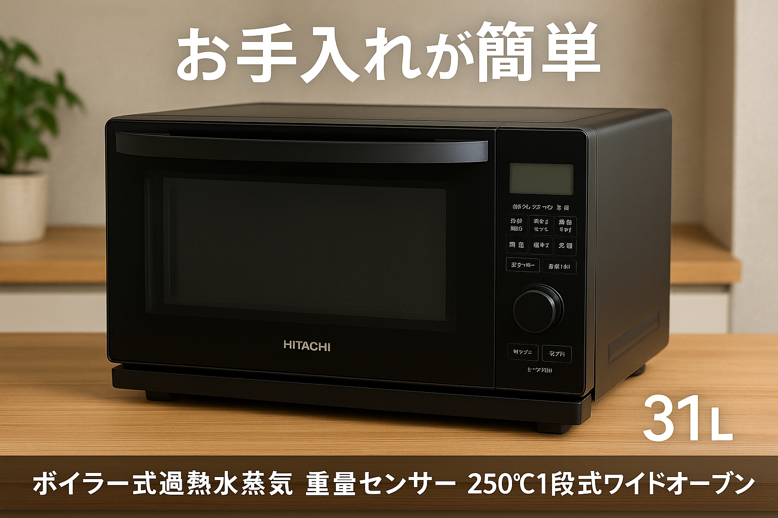 日立 オーブンレンジ ヘルシーシェフ 31L MRO-S8B K ブラック ボイラー式過熱水蒸気 重量センサー 250℃1段式ワイドオーブン 電子レンジ microwave 新生活