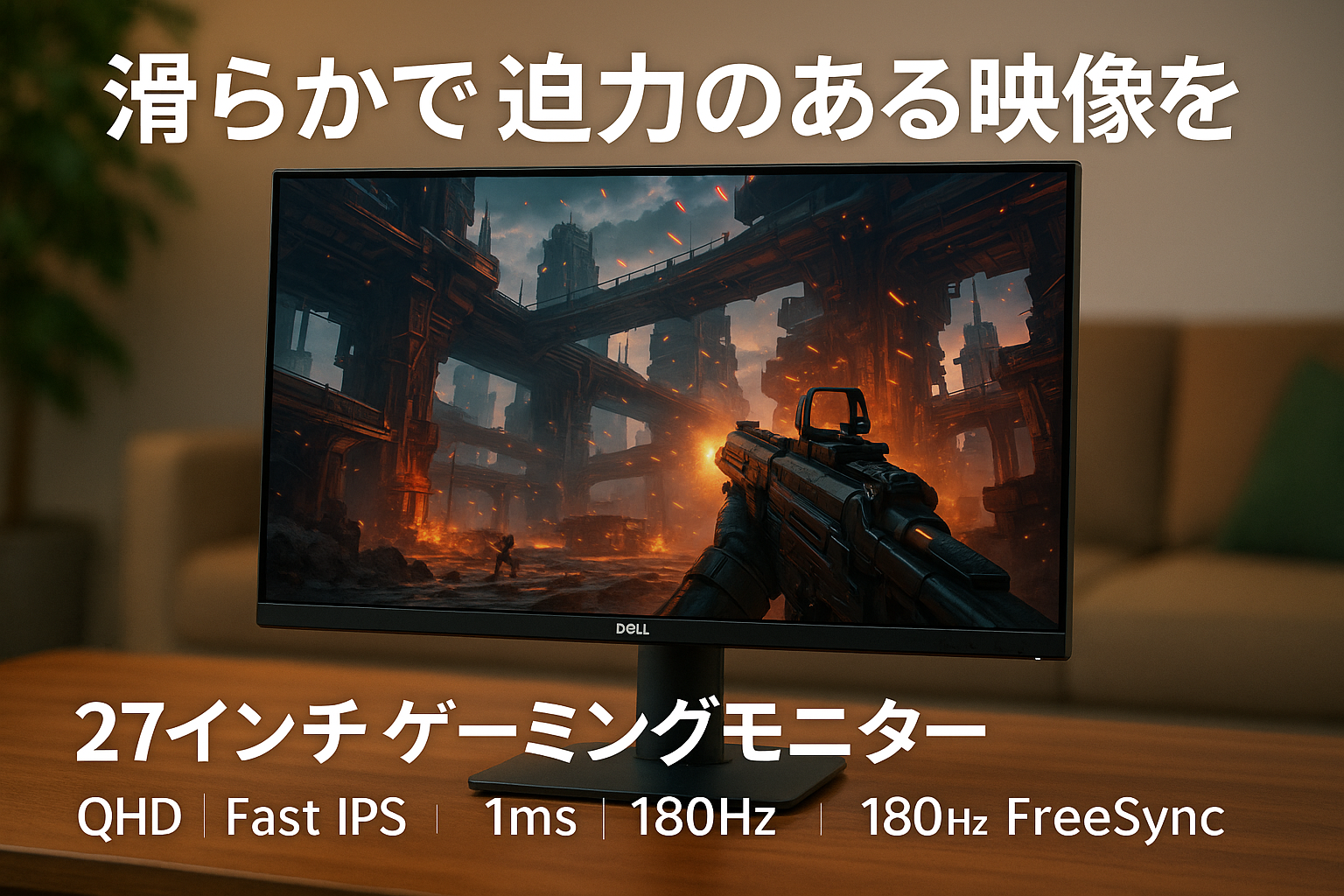 Dell G2725D 27インチ ゲーミングモニター ゲーミング ディスプレイ(3年間無輝点交換保証/QHD/Fast IPS/DPx1,HDMIx2/傾き調整/sRGB 99%/1ms/180Hz/FreeSync)