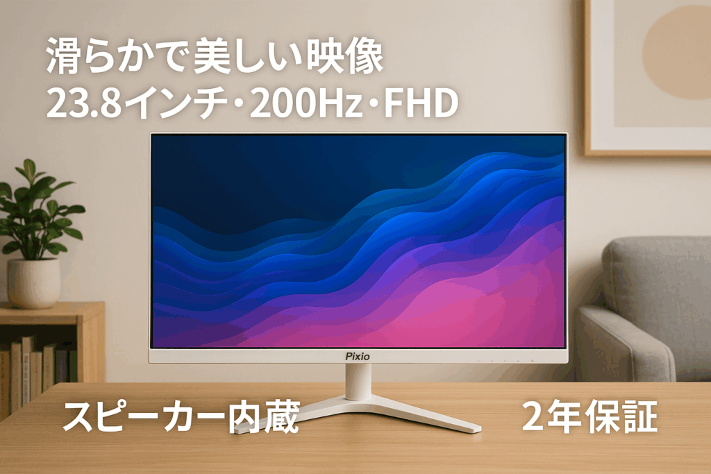 Pixio PX248 Wave White ゲーミングモニター 白 ホワイト 23.8インチ 200Hz FHD スピーカー内蔵 2年保証 30日間返品保証