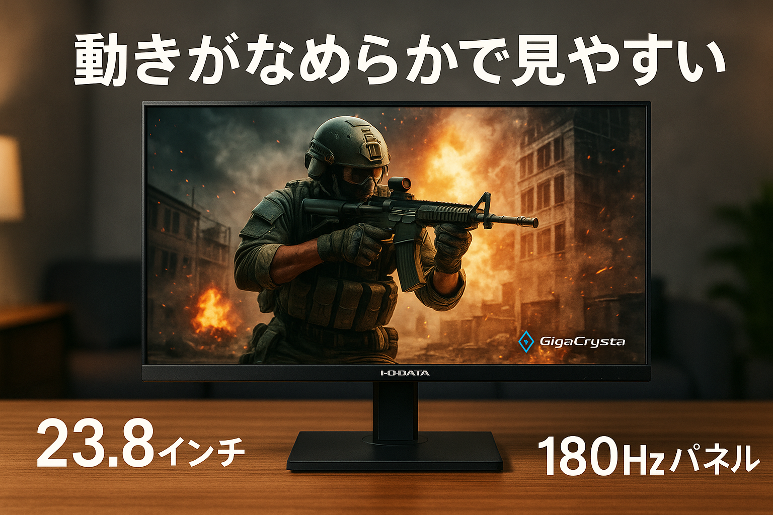 IODATA ゲーミングモニター 23.8インチ GigaCrysta 180Hz ADSパネル ブラック 無輝点保証対応(HDMI×2/DisplayPort/VESA対応/高さ調整/縦横回転/土日サポート/日本メーカー/無輝点保証) EX-GD241JD