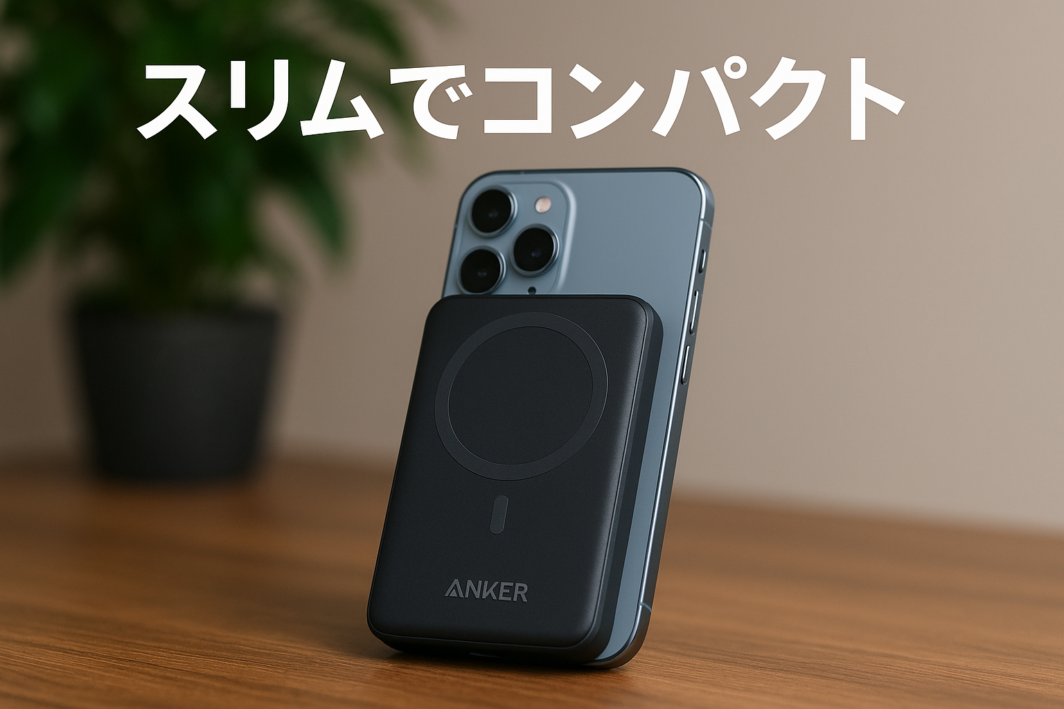 Anker MagGo Power Bank (10000mAh, Slim) Qi2認証 ワイヤレス充電 最大出力15W MagSafe対応 マグネット式ワイヤレス充電対応 コンパクト 薄型 小型 iPhone 16 / 15 / 14 / 13 / 12 シリーズ専用 (ブラック)