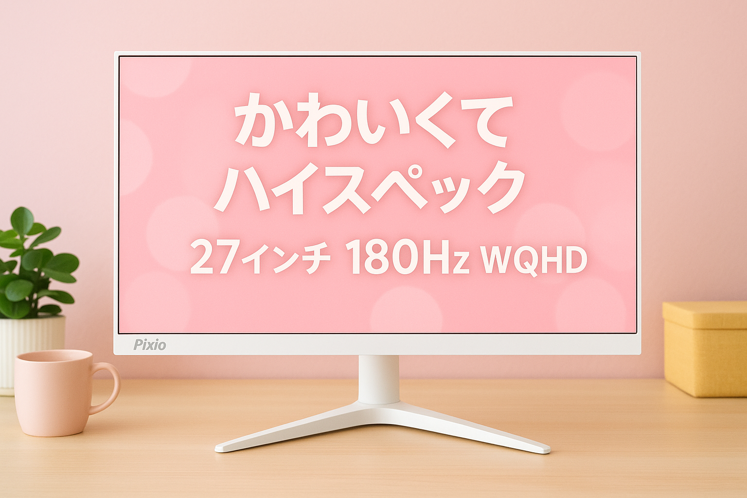 Pixio PX278 WAVE White ゲーミングモニター 27インチ 180Hz WQHD ホワイト 白 かわいい
