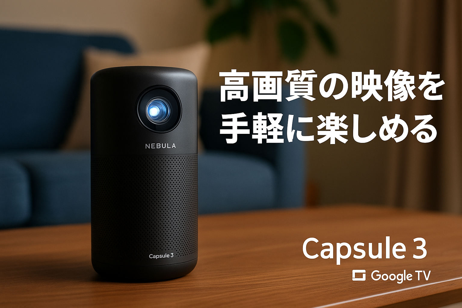 Anker Nebula (ネビュラ) Capsule 3 (Google TV搭載モバイルプロジェクター)【フルHD / 200ANSI ルーメン / 最大120インチ / 8Wスピーカー / 自動障害物回避/垂直・水平台形補正/フォーカス調整/スクリーンフィット/小型/家庭用】