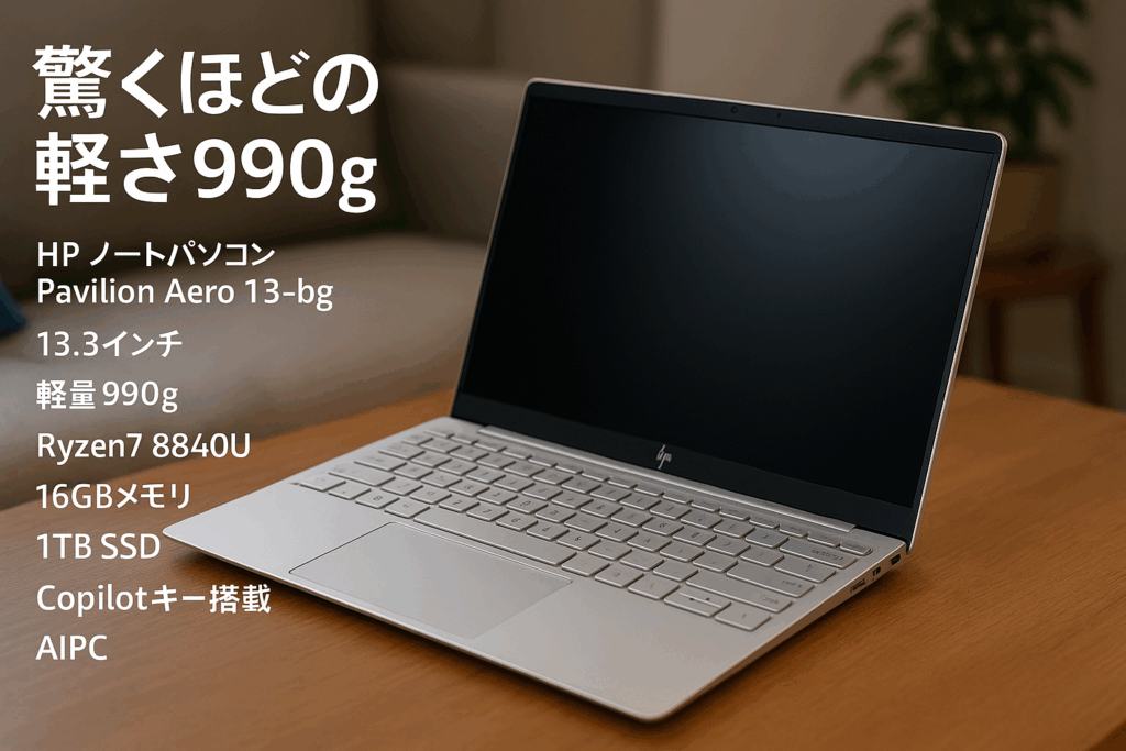 HP ノートパソコン Pavilion Aero 13-bg 13.3インチ 軽量990g Ryzen7 8840U 16GBメモリ 1TB SSD Windows 11 Home ナチュラルシルバー Copilotキー搭載 AIPC (型番:A17XBPA-AAAA)