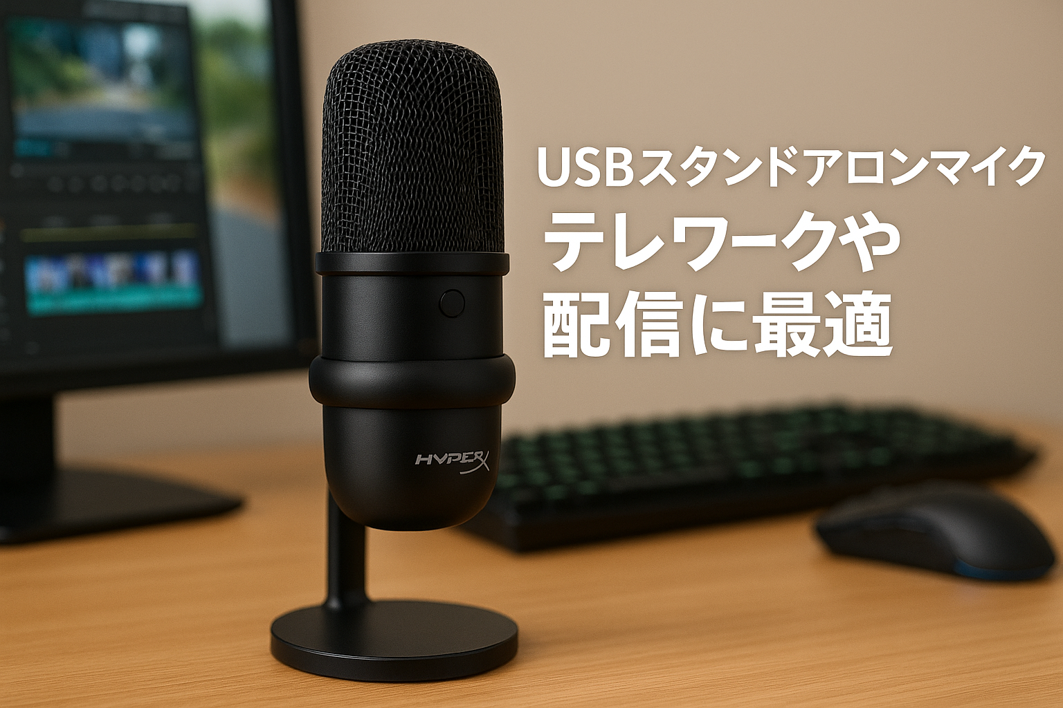 HyperX SoloCast USBスタンドアロンマイク テレワーク/ストリーマー/コンテンツクリエーター/ゲーマー向け/PC,PS4,PS5使用可能 メーカー 2年保証 HMIS1X-XX-BK/G ( 4P5P8AA )