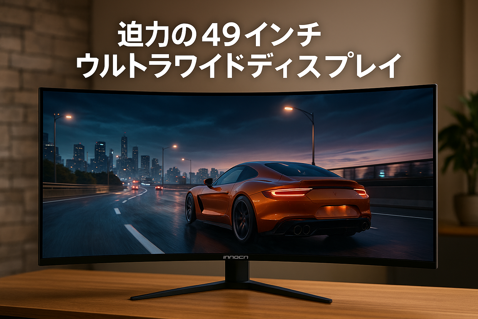 INNOCN 49インチ ゲーミング サーフェス モニター、曲面 1800r5K超広い面 120hz、HDR400 HDMI/DP/Type-C 65W/USB/RJ45、高さ調整、 ホーン、目の保護 - 49C1R (49C1R 5K 120Hz)