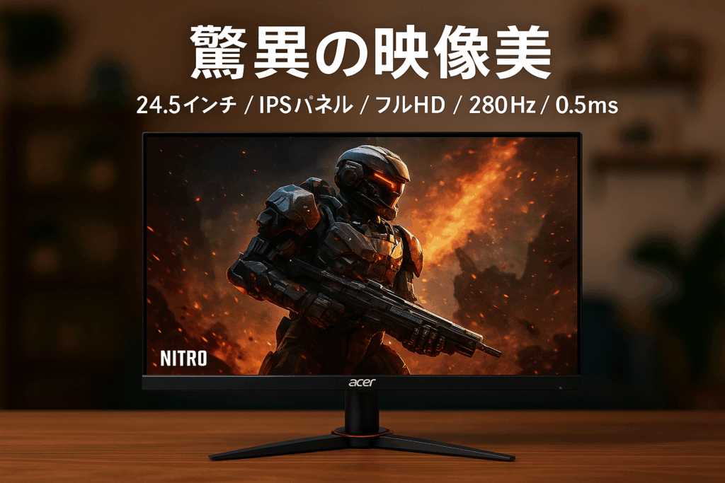 日本エイサー Acer Nitro ゲーミングモニター 24.5インチ IPS フルHD 280Hz 0.5ms PC/PS5/Xbox X/S向き ヘッドホン端子 スピーカー HDMI2.0 AMD FreeSync Premium HDR400 VG252QZbmiipx
