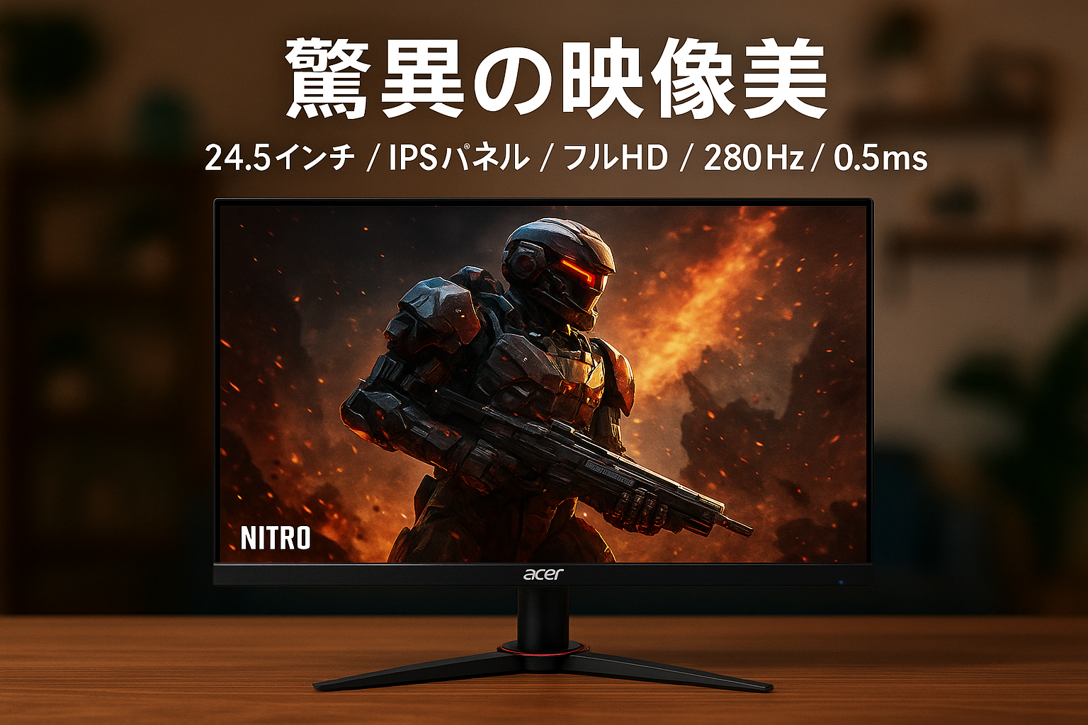 日本エイサー Acer Nitro ゲーミングモニター 24.5インチ IPS フルHD 280Hz 0.5ms PC/PS5/Xbox X/S向き ヘッドホン端子 スピーカー HDMI2.0 AMD FreeSync Premium HDR400 VG252QZbmiipx
