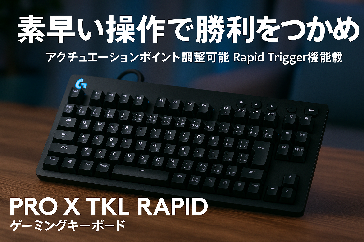 Logicool G ラピッドトリガー 日本先行発売 PRO X TKL RAPID ゲーミングキーボード アクチュエーションポイント 調整可能 押下圧 35g 日本語配列 G-PKB-TKL-RTBKd 有線 テンキーレス 磁気式アナログスイッチ ゲーミング キーボード メカニカルキーボード 国内正規品 ※Amazon限定の壁紙ダウンロード付き