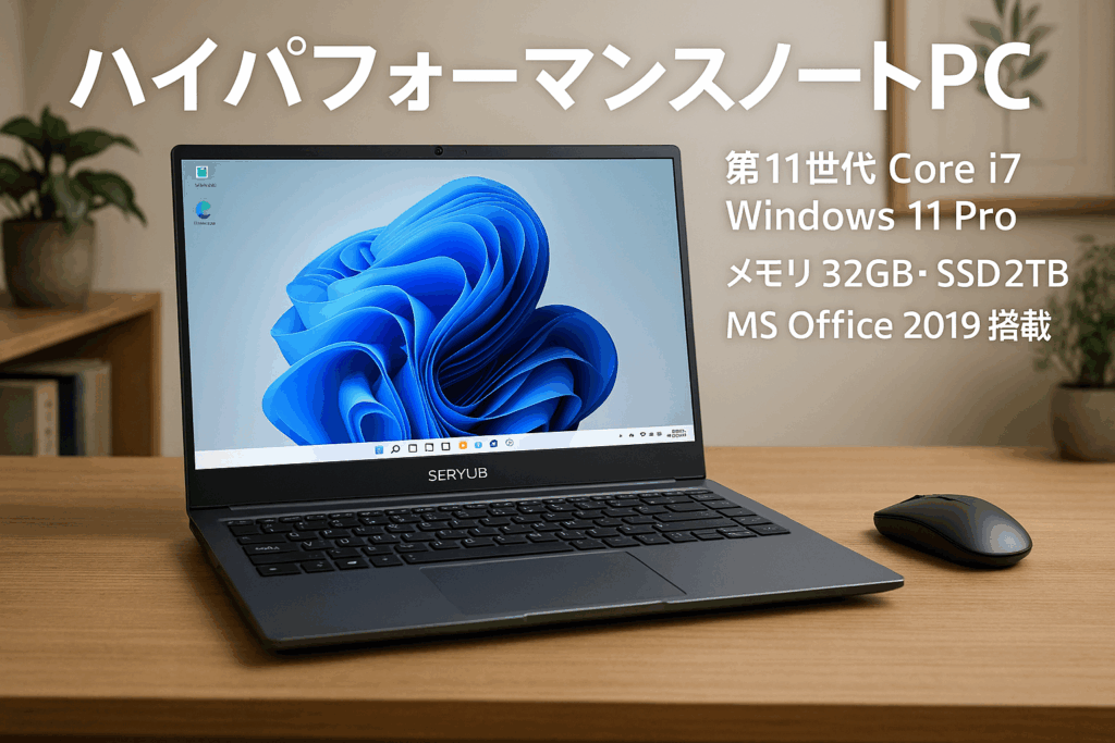 SERYUB Core i7 第11世代Core i7-1165G7ノートパソコン最大4.7GHz/15.6インチ/Windows11pro対応/MS Office 2019搭載/ DDR4 32GBメモリ/NVMe 2TB SSD/重量1.79kg/バッテリー駆動8時間/210W webカメラ/指紋認証/無線マウス付き/在宅勤務・メディア制作・ゲーミングノートpc (2000G, 32G)