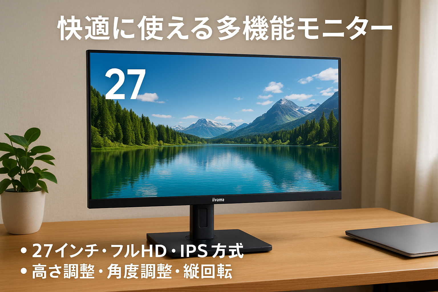 iiyama 【5年保証】 モニター ディスプレイ XUB2793HS-B6 27インチ フルHD IPS方式 高さ調整 角度調整 縦回転 HDMI DisplayPort 全ケーブル付 国内サポート