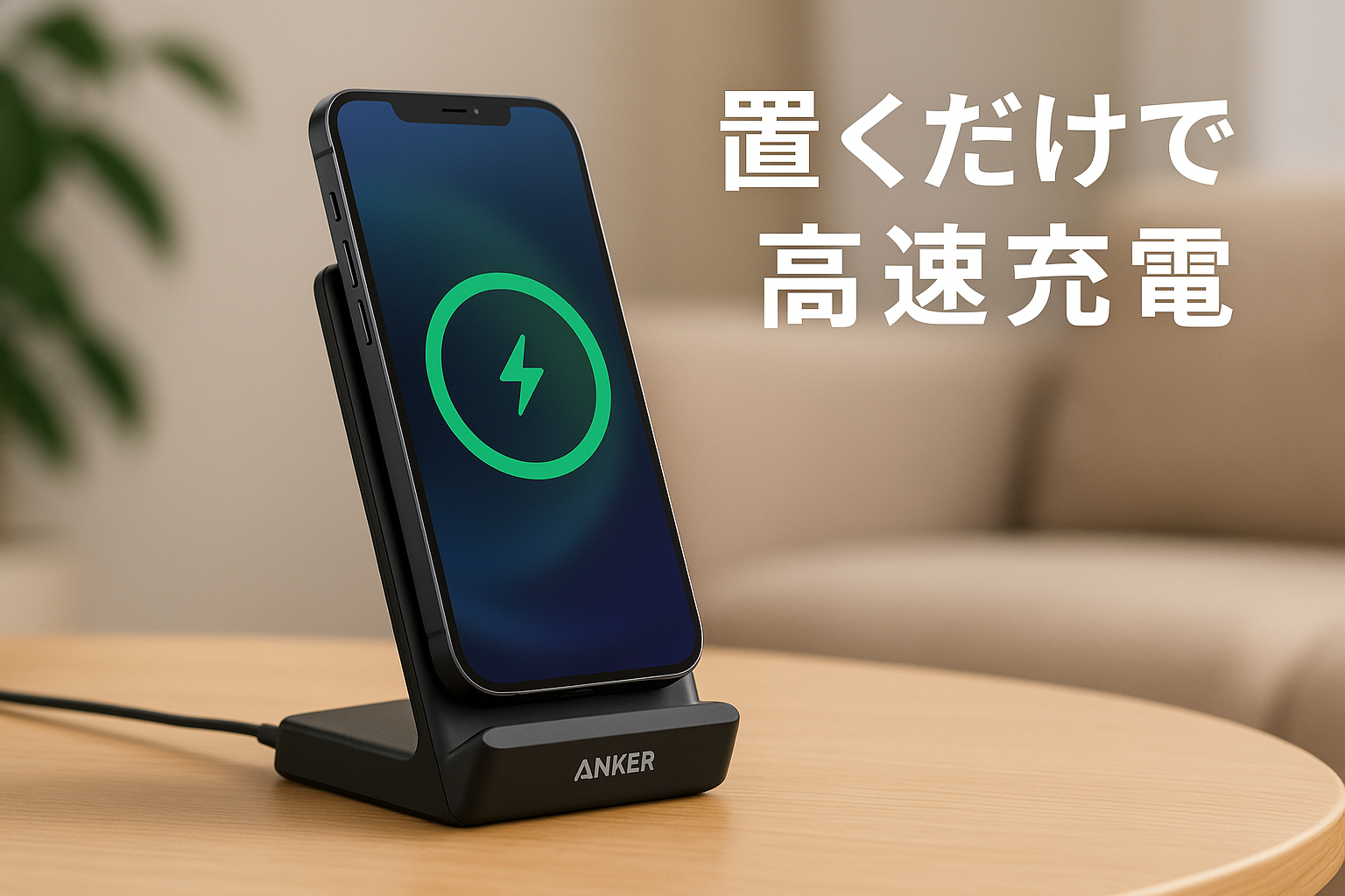 Anker PowerWave 10 Stand ワイヤレス充電器 Qi認証 iPhone 16シリーズ / 15シリーズ / 14シリーズ Galaxy 各種対応 最大10W出力 (ブラック)